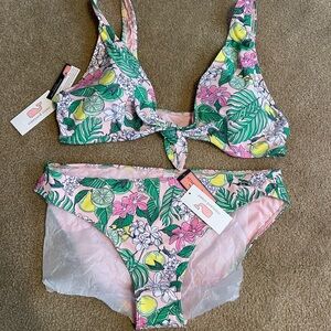 Vineyard Vines Pink Cloud Bikini with Floral and Fruit Design